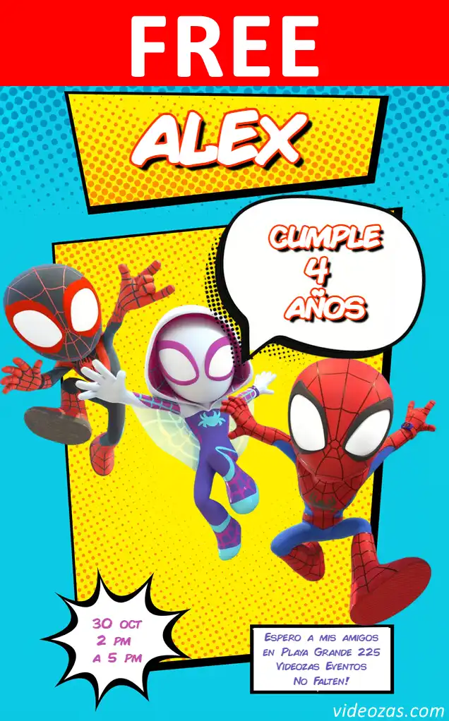 Free personalized birthday invitation spidey 01