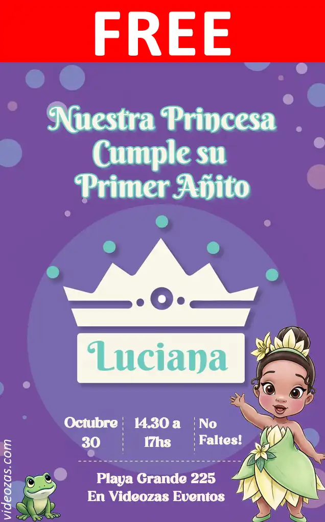 Free personalized birthday invitation tiana 02