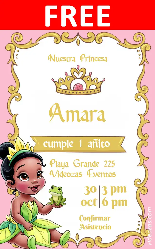 Free personalized birthday invitation tiana 04