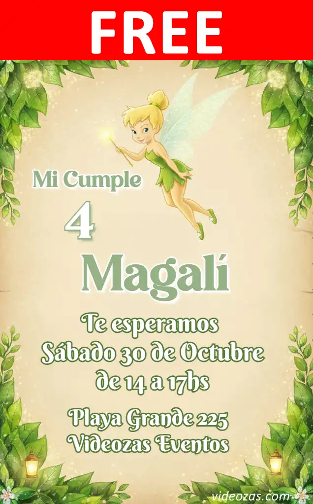 Free personalized birthday invitation tinkerbell 01