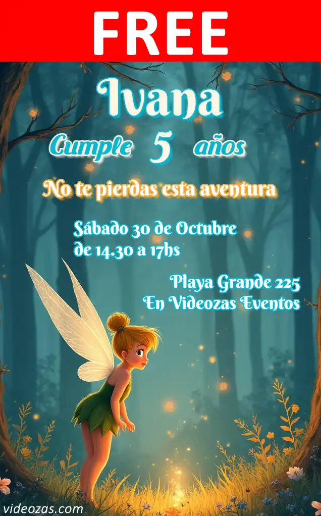Free personalized birthday invitation tinkerbell 02