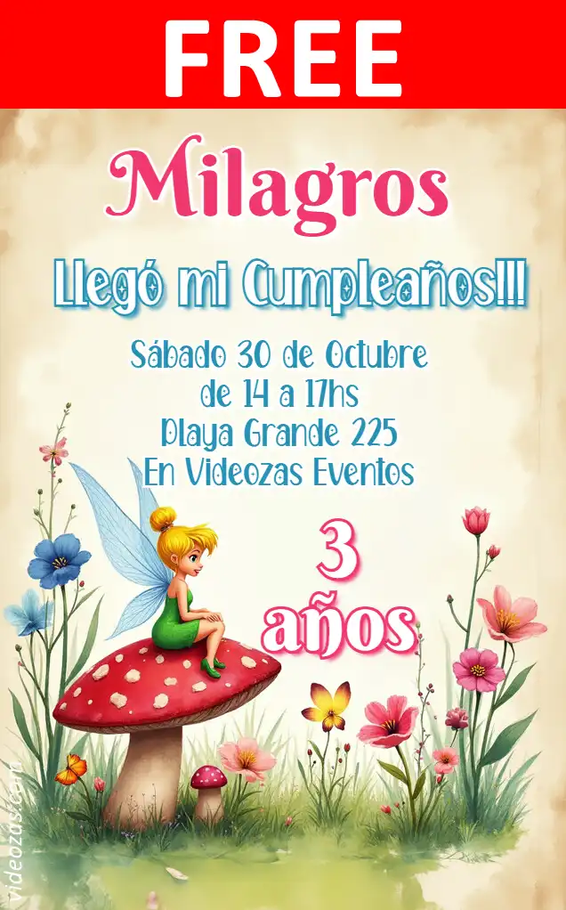 Free personalized birthday invitation tinkerbell 03