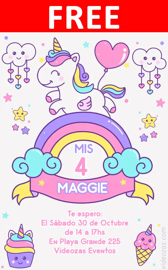 Free personalized birthday invitation unicornio 04