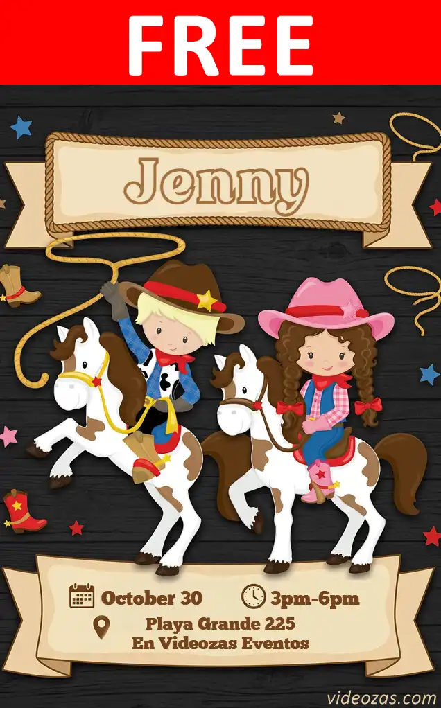 Free Cowboy Party Invitation | Editable and Customizable | Easy and Fast | Make Online Now!