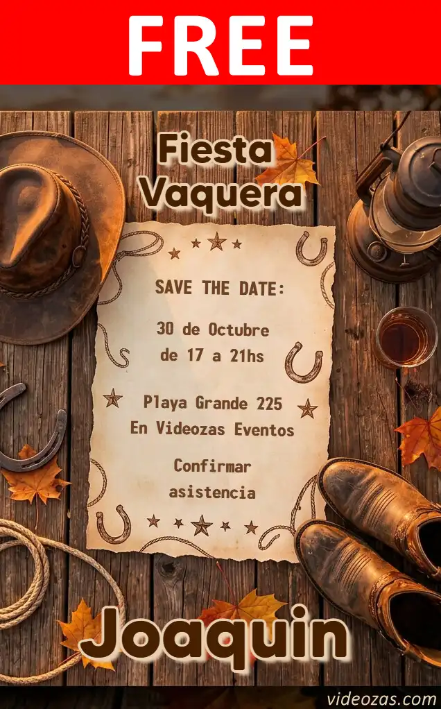 Free Cowboy Party Invitation | Editable and Customizable | Easy and Fast | Make Online Now!