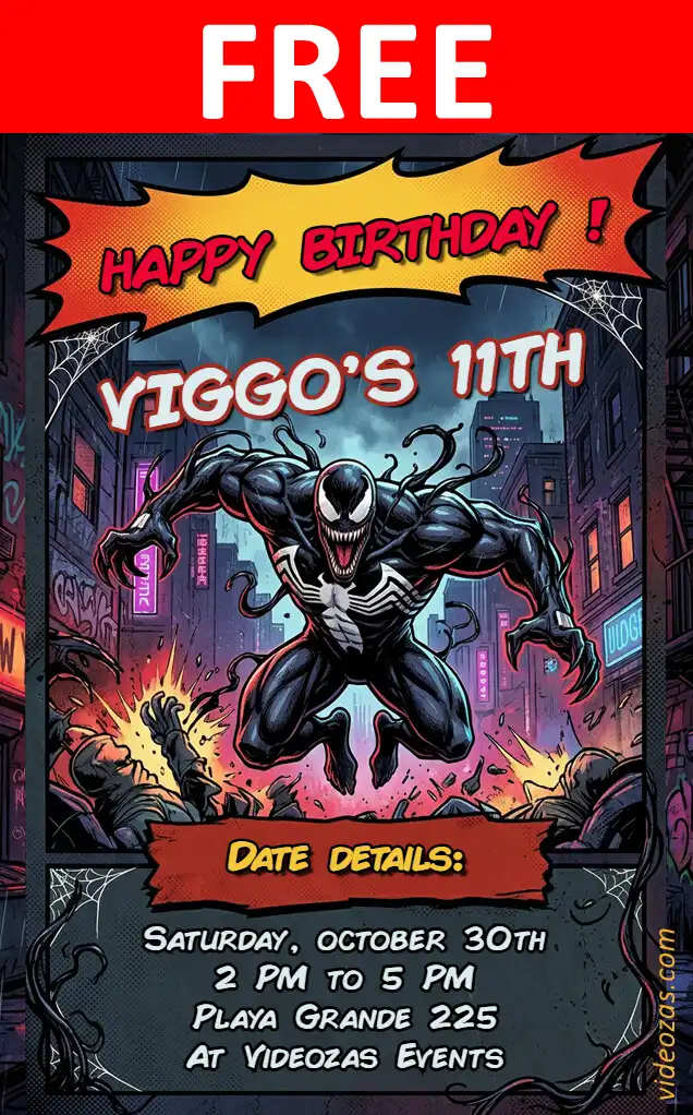 Free personalized birthday invitation venom 03
