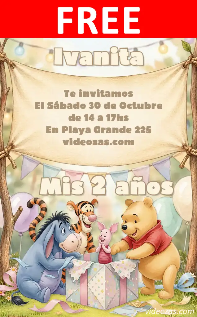 Free Winnie the Poo Invitation | Editable and Customizable | Easy and Fast | Make Online Now!