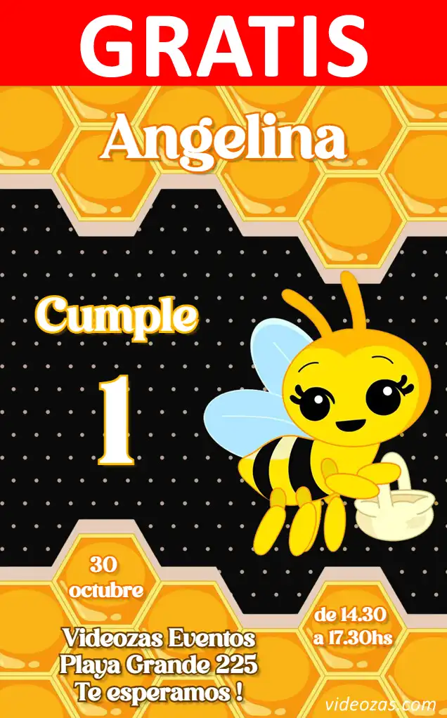 Invitación Abejita Chiquitita GRATIS | Editable y Personalizable | Fácil y Rápido | Hacer Online Ahora!