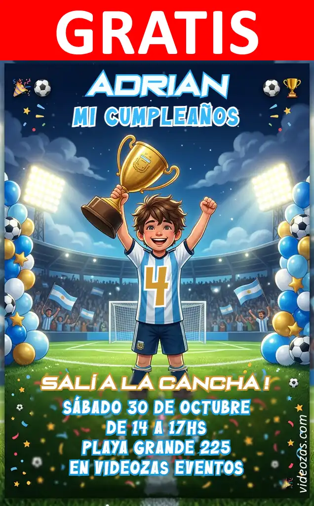 Convite de aniversário personalizado grátis argentina_campeon 01