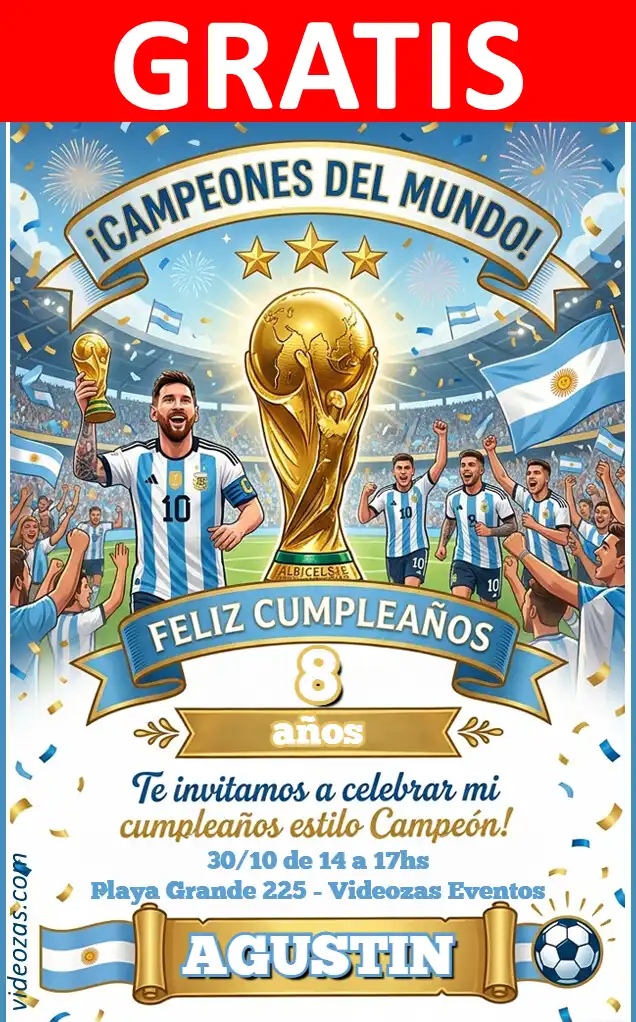 Convite de aniversário personalizado grátis argentina_campeon 03