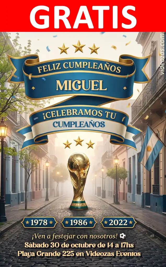 Convite de aniversário personalizado grátis argentina_campeon 05