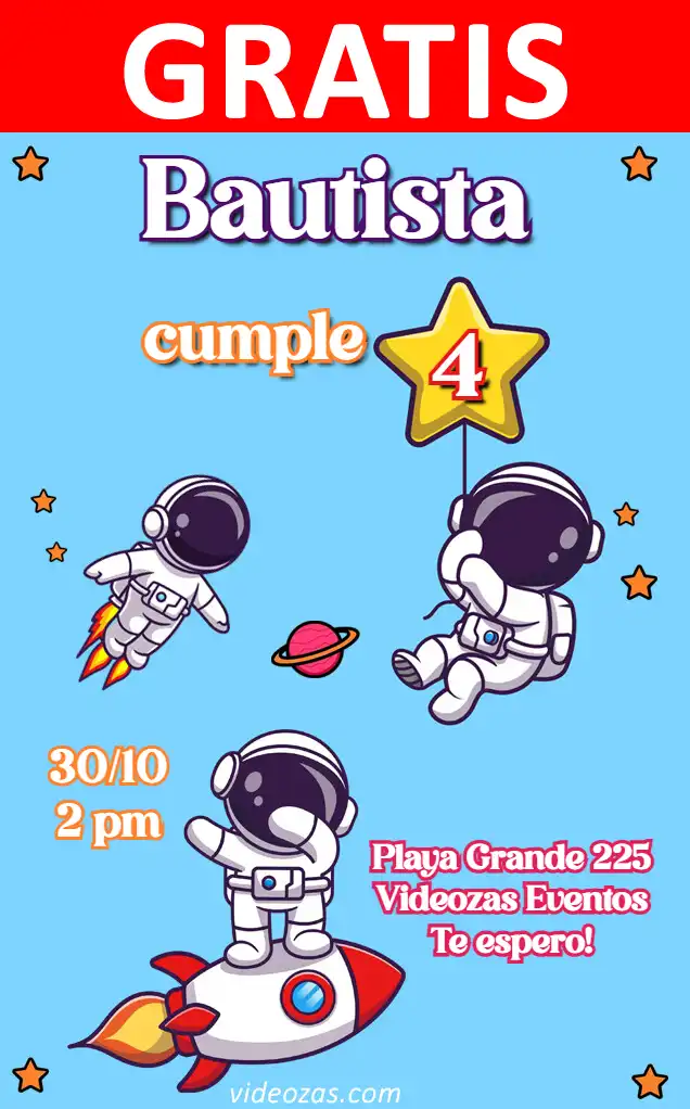 Invitación de cumpleaños personalizada gratis astronauta 01