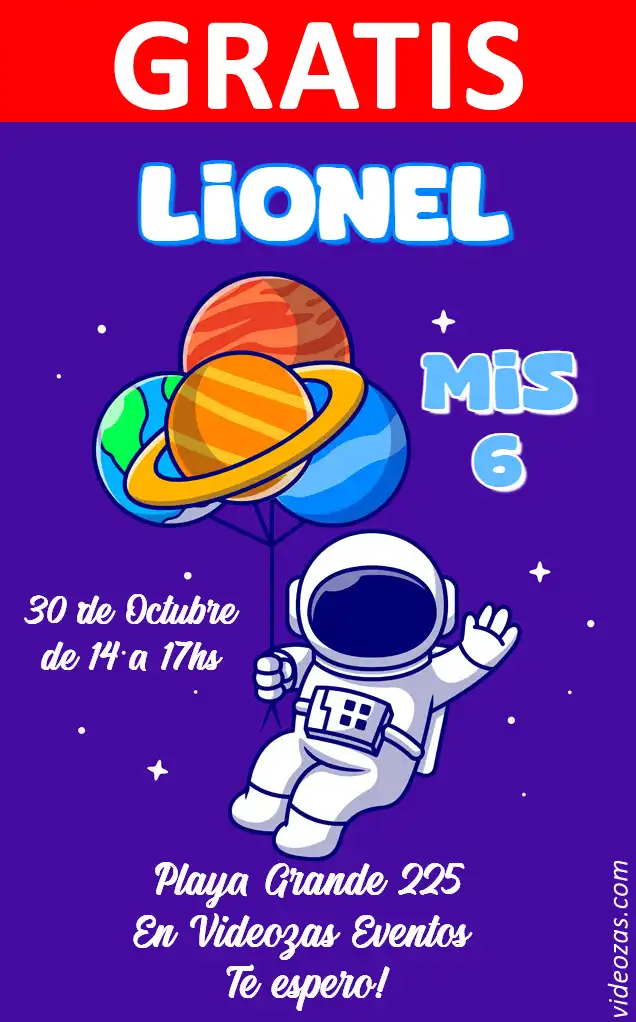 Convite Astronauta GRÁTIS | Editável e Personalizável | Fácil e Rápido | Faça Online Agora!