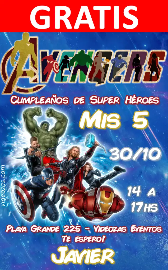 Invitación Avengers (Los Vengadores) GRATIS | Editable y Personalizable | Fácil y Rápido | Hacer Online Ahora!