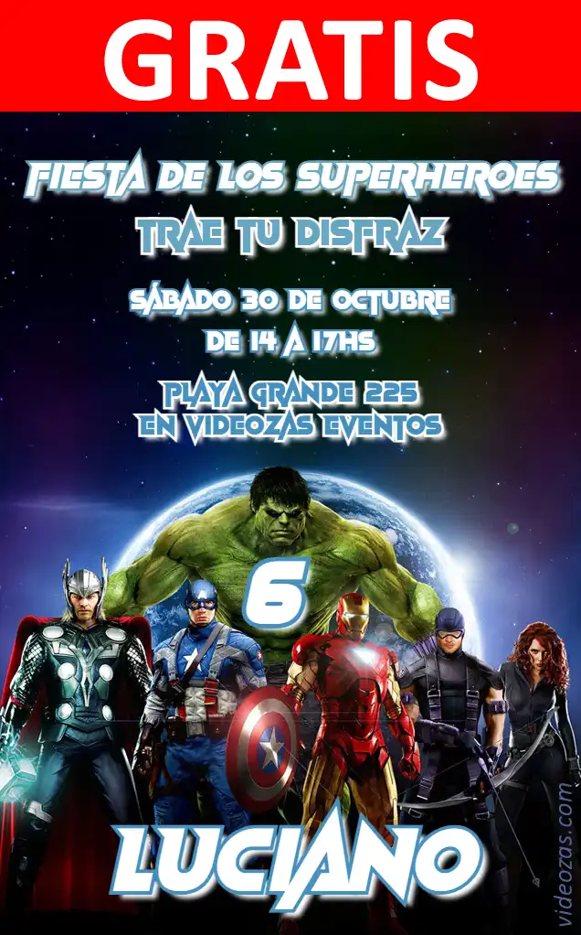 Invitación de cumpleaños personalizada gratis avengers 03