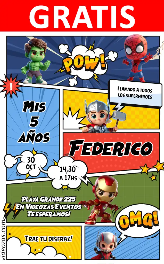 Invito Bambini Supereroi Baby GRATIS | Modificabile e Personalizzabile | Facile e Veloce | Crea Online Ora!