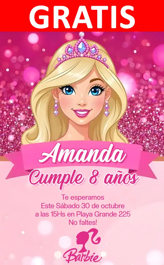 Convite Barbie GRÁTIS | Editável e Personalizável | Fácil e Rápido | Faça Online Agora!