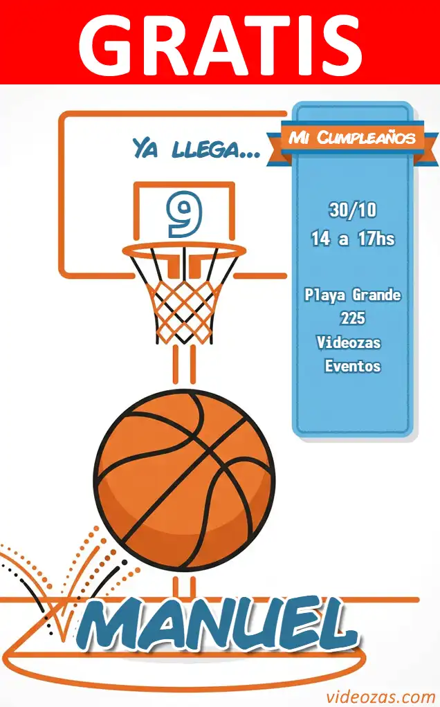 Convite Basketball GRÁTIS | Editável e Personalizável | Fácil e Rápido | Faça Online Agora!