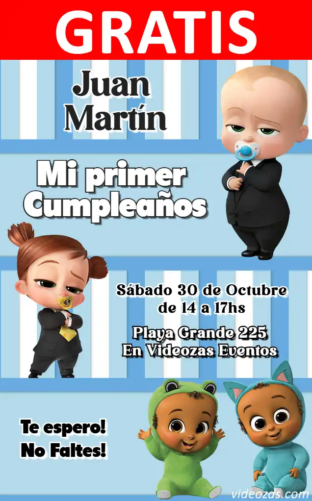 Invitación de cumpleaños personalizada gratis bebe_jefe 02
