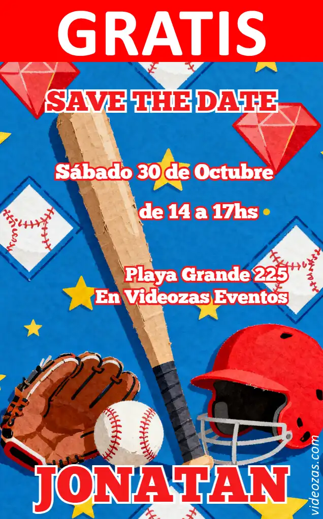 Invitación Baseball GRATIS | Editable y Personalizable | Fácil y Rápido | Hacer Online Ahora!