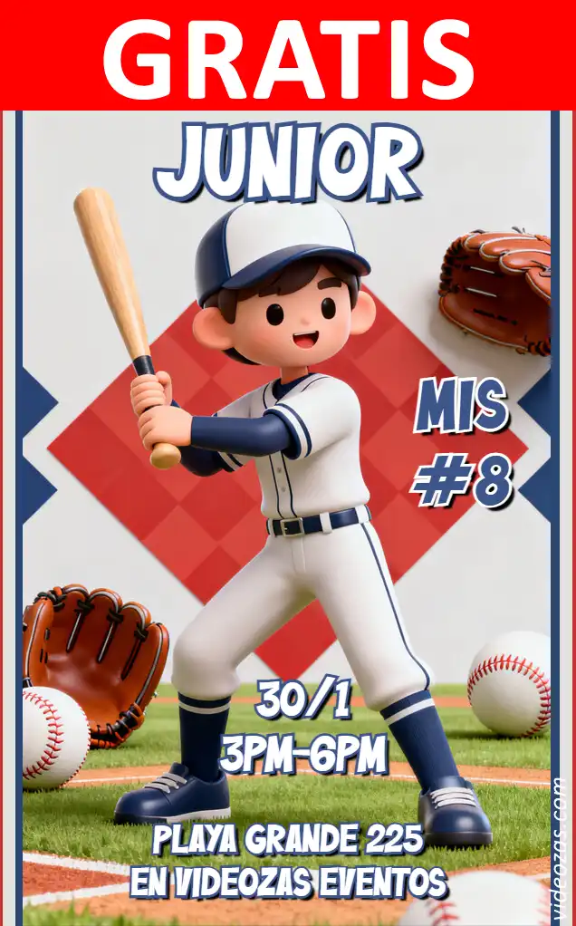 Invitación Baseball GRATIS | Editable y Personalizable | Fácil y Rápido | Hacer Online Ahora!