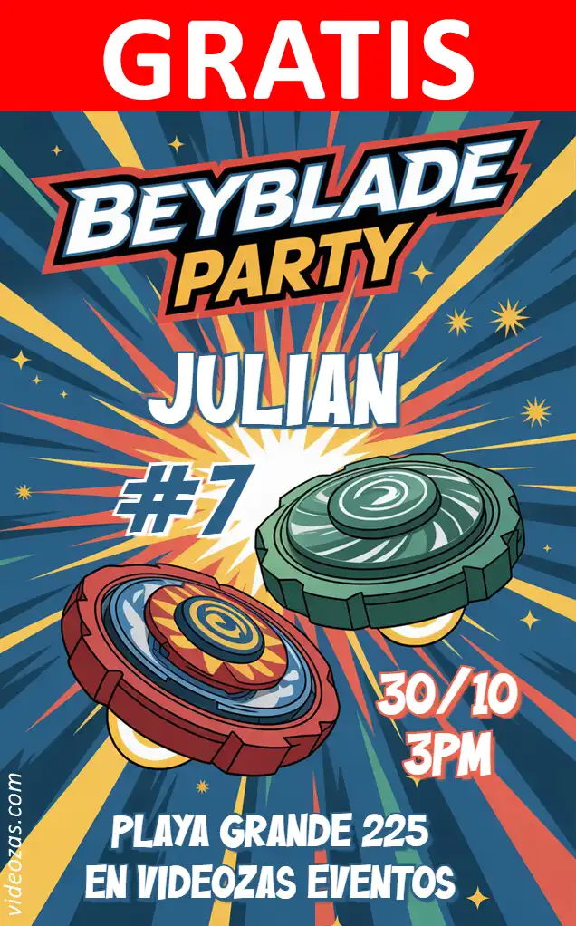 Invitación de cumpleaños personalizada gratis beyblade 01