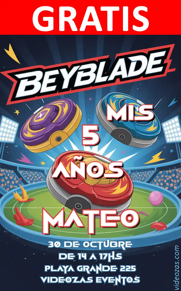 Invitación Beyblade GRATIS | Editable y Personalizable | Fácil y Rápido | Hacer Online Ahora!