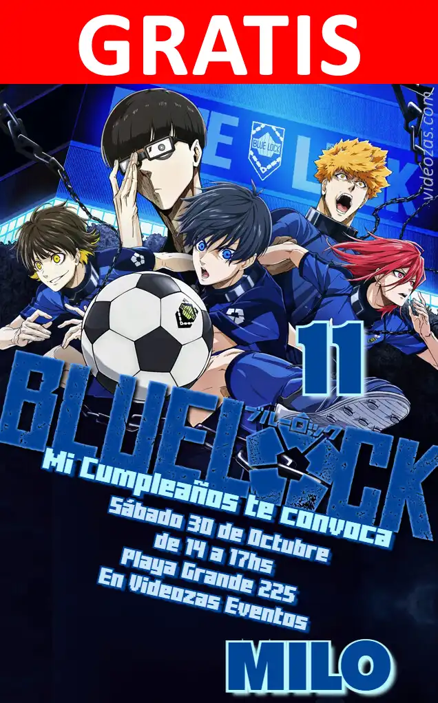 Invitación de cumpleaños personalizada gratis blue_lock 04