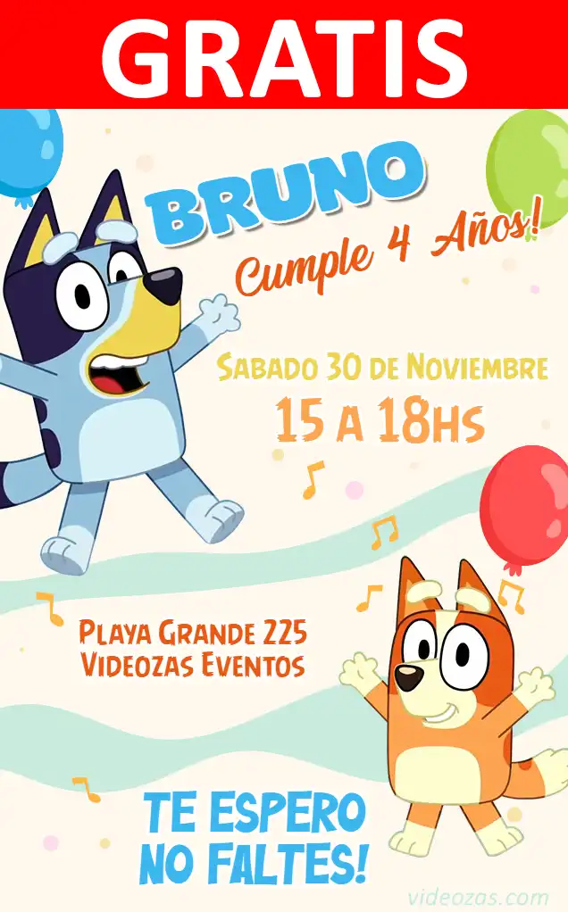 Invitación de cumpleaños personalizada gratis bluey_bingo 01