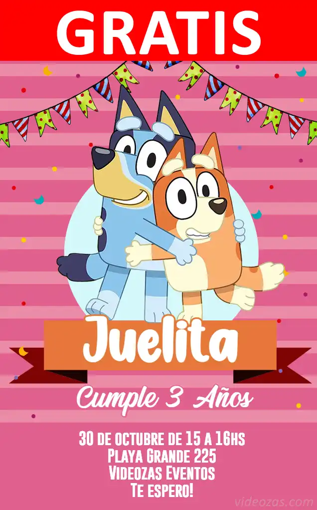 Invito Bluey e Bingo GRATIS | Modificabile e Personalizzabile | Facile e Veloce | Crea Online Ora!