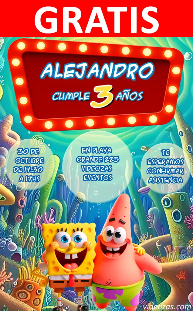 Convite de aniversário personalizado grátis bob_esponja 01