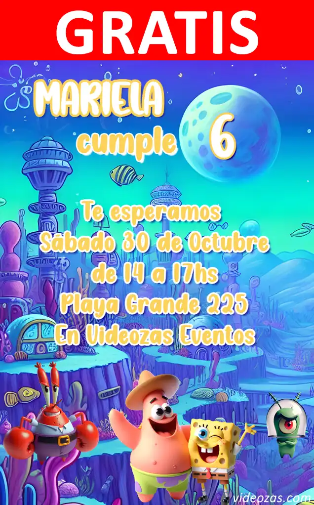 Convite de aniversário personalizado grátis bob_esponja 02