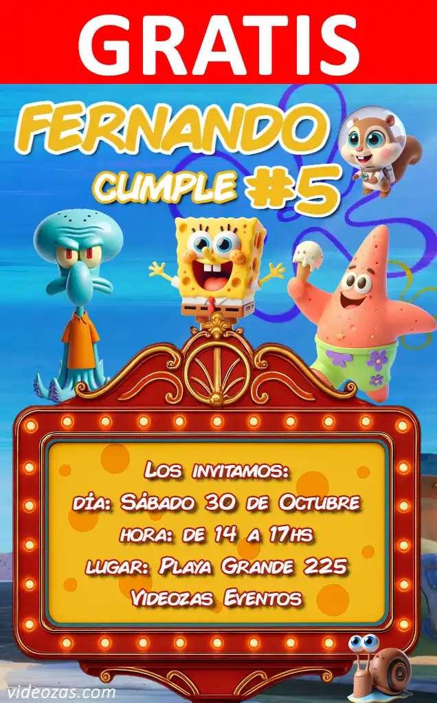 Convite de aniversário personalizado grátis bob_esponja 03