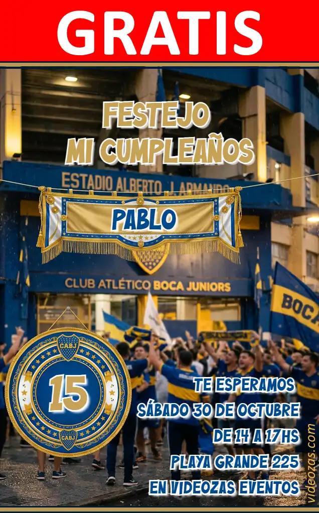 Invitación Boca Juniors GRATIS | Editable y Personalizable | Fácil y Rápido | Hacer Online Ahora!