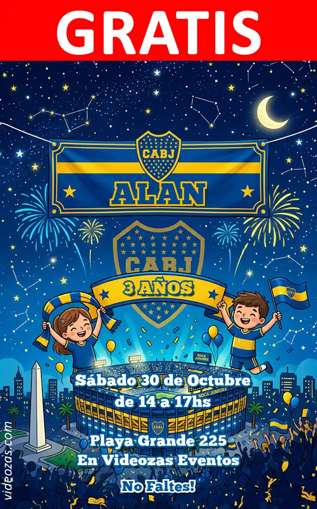 Invito Boca Juniors GRATIS | Modificabile e Personalizzabile | Facile e Veloce | Crea Online Ora!