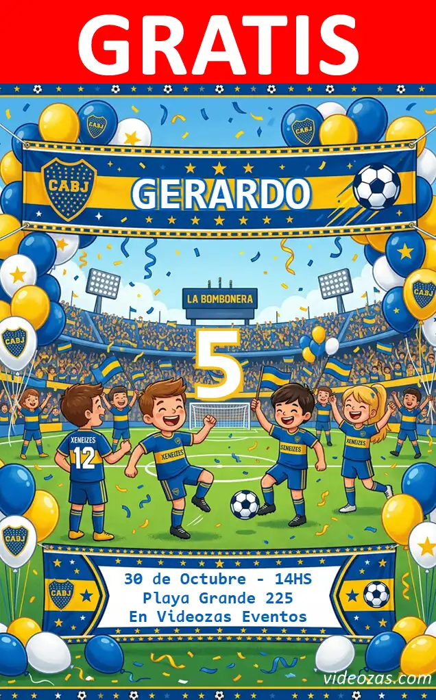 Convite Boca Juniors GRÁTIS | Editável e Personalizável | Fácil e Rápido | Faça Online Agora!