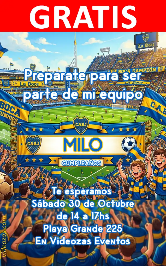 Invitación Boca Juniors GRATIS | Editable y Personalizable | Fácil y Rápido | Hacer Online Ahora!