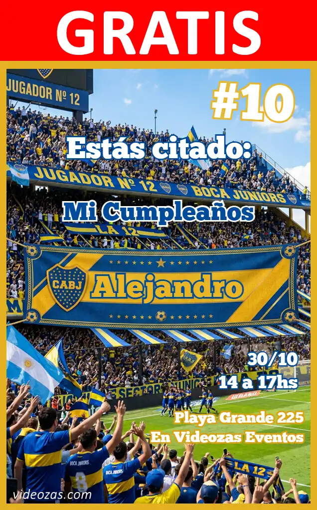 Convite Boca Juniors GRÁTIS | Editável e Personalizável | Fácil e Rápido | Faça Online Agora!