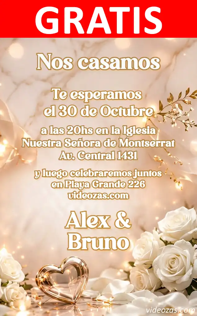 Invitación Casamiento GRATIS | Editable y Personalizable | Fácil y Rápido | Hacer Online Ahora!