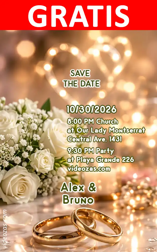 Invitación Casamiento GRATIS | Editable y Personalizable | Fácil y Rápido | Hacer Online Ahora!