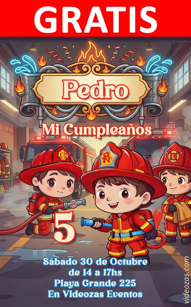 Invitación Bombero GRATIS | Editable y Personalizable | Fácil y Rápido | Hacer Online Ahora!