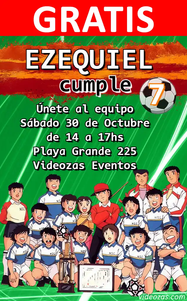 Invitación Capitan Tsubasa GRATIS | Editable y Personalizable | Fácil y Rápido | Hacer Online Ahora!