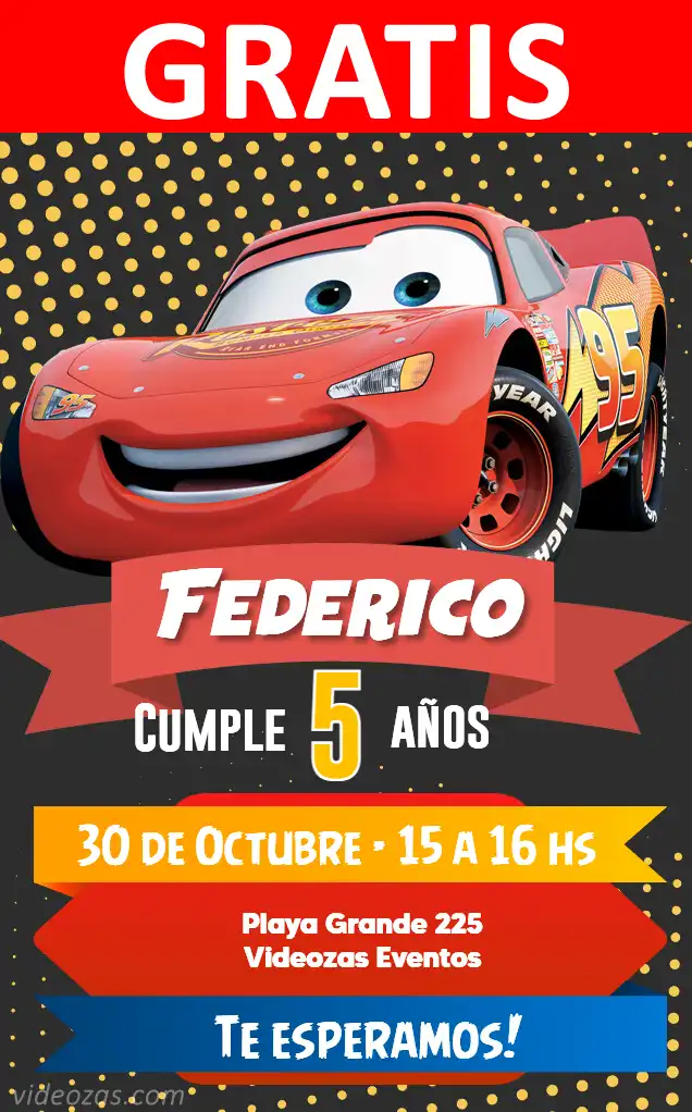 Invito di compleanno personalizzato gratis cars 01