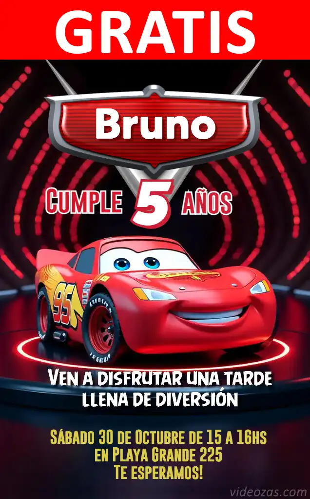 Convite Cars GRÁTIS | Editável e Personalizável | Fácil e Rápido | Faça Online Agora!