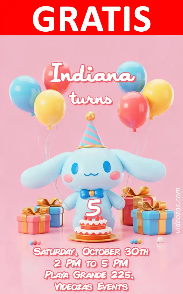 Invitación Cinnamoroll GRATIS | Editable y Personalizable | Fácil y Rápido | Hacer Online Ahora!