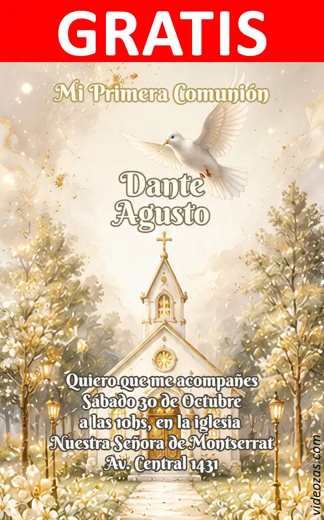 Convite Comunhão GRÁTIS | Editável e Personalizável | Fácil e Rápido | Faça Online Agora!