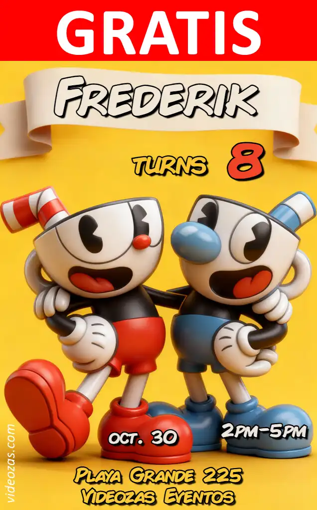 Invitación Cuphead GRATIS | Editable y Personalizable | Fácil y Rápido | Hacer Online Ahora!