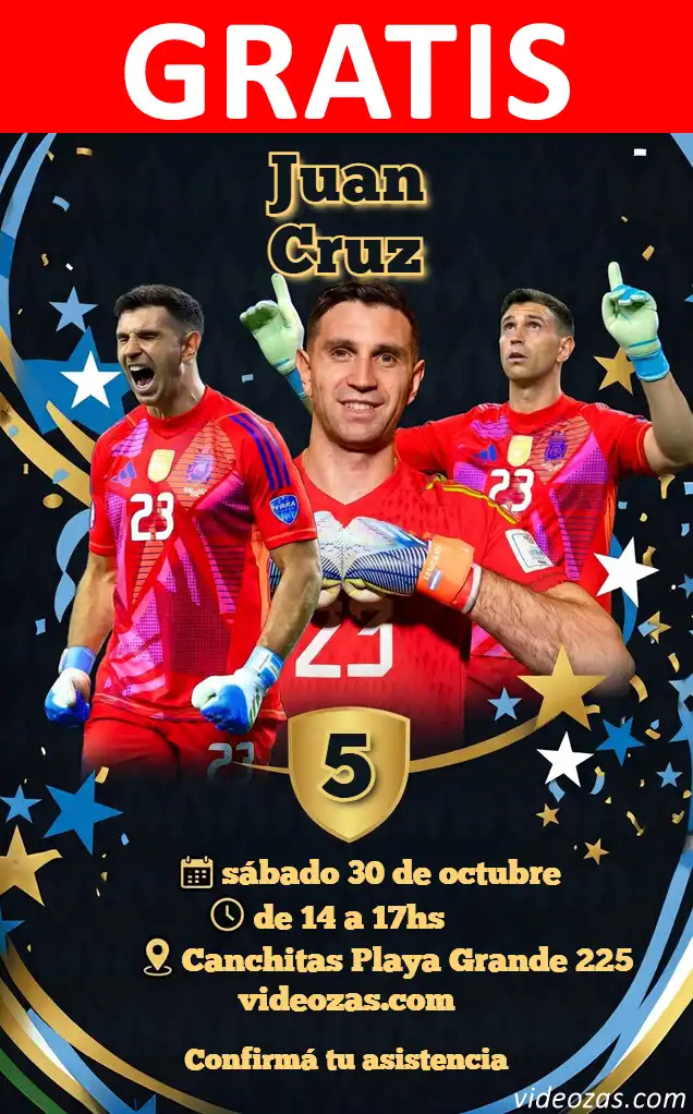 Invito Dibu Martinez GRATIS | Modificabile e Personalizzabile | Facile e Veloce | Crea Online Ora!