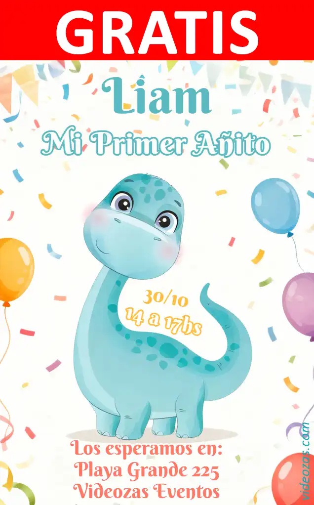 Convite de aniversário personalizado grátis dino_baby 01