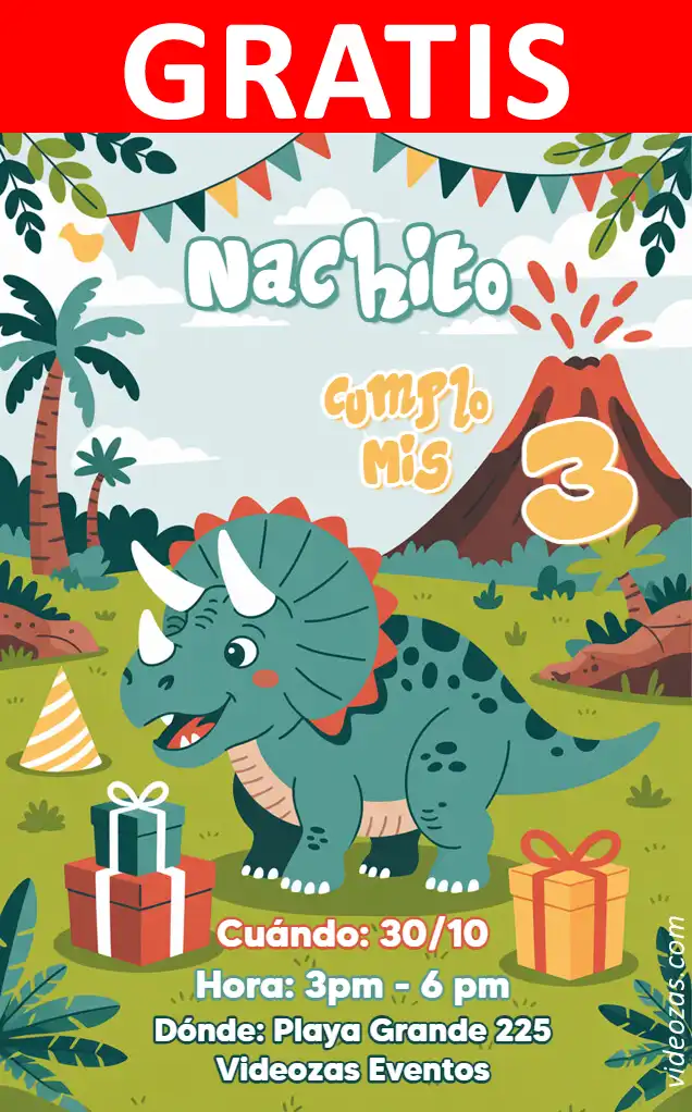 Convite de aniversário personalizado grátis dino_baby 02